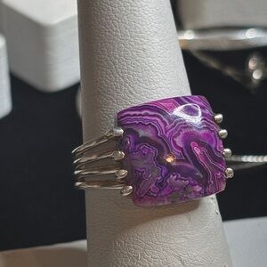 Purple Agate Sterling Silver Ring